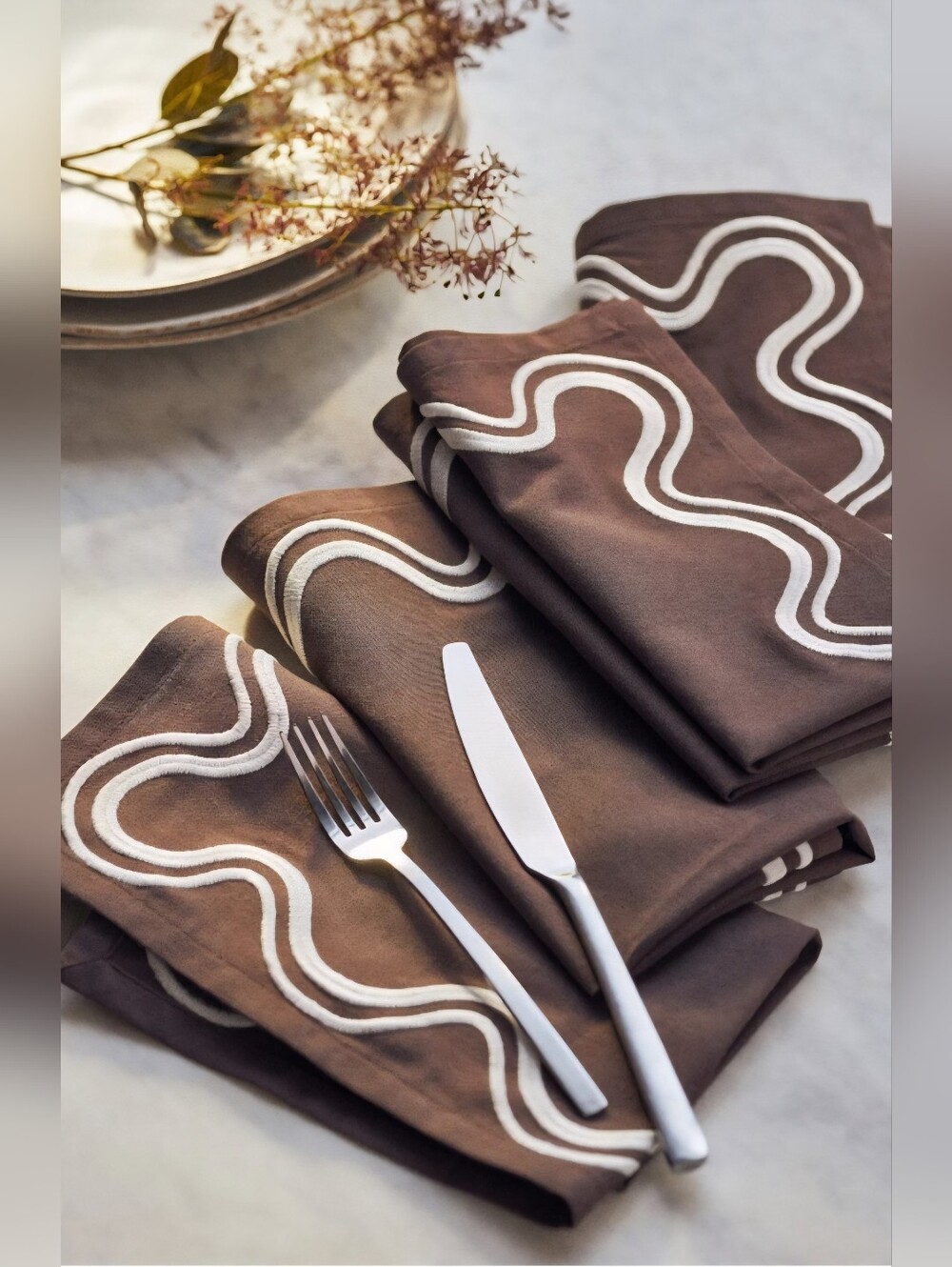 Anthropologie, Madeline Napkins, Set of 4 In Cocoa